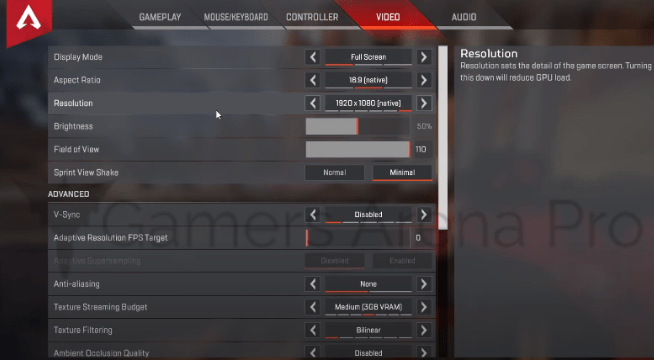 Apex Legends Best Normal Settings for Video