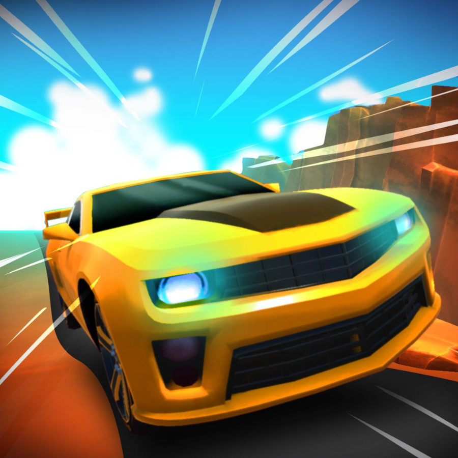 Stunt Car Extreme MOD APK gameplay showing car speeding through obstacle stunt track
